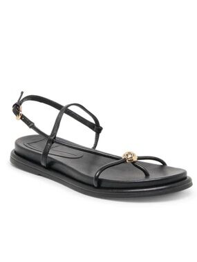 Dolce Vita Deane Leather Strappy Toe Ring Sandal with Gold Accent
